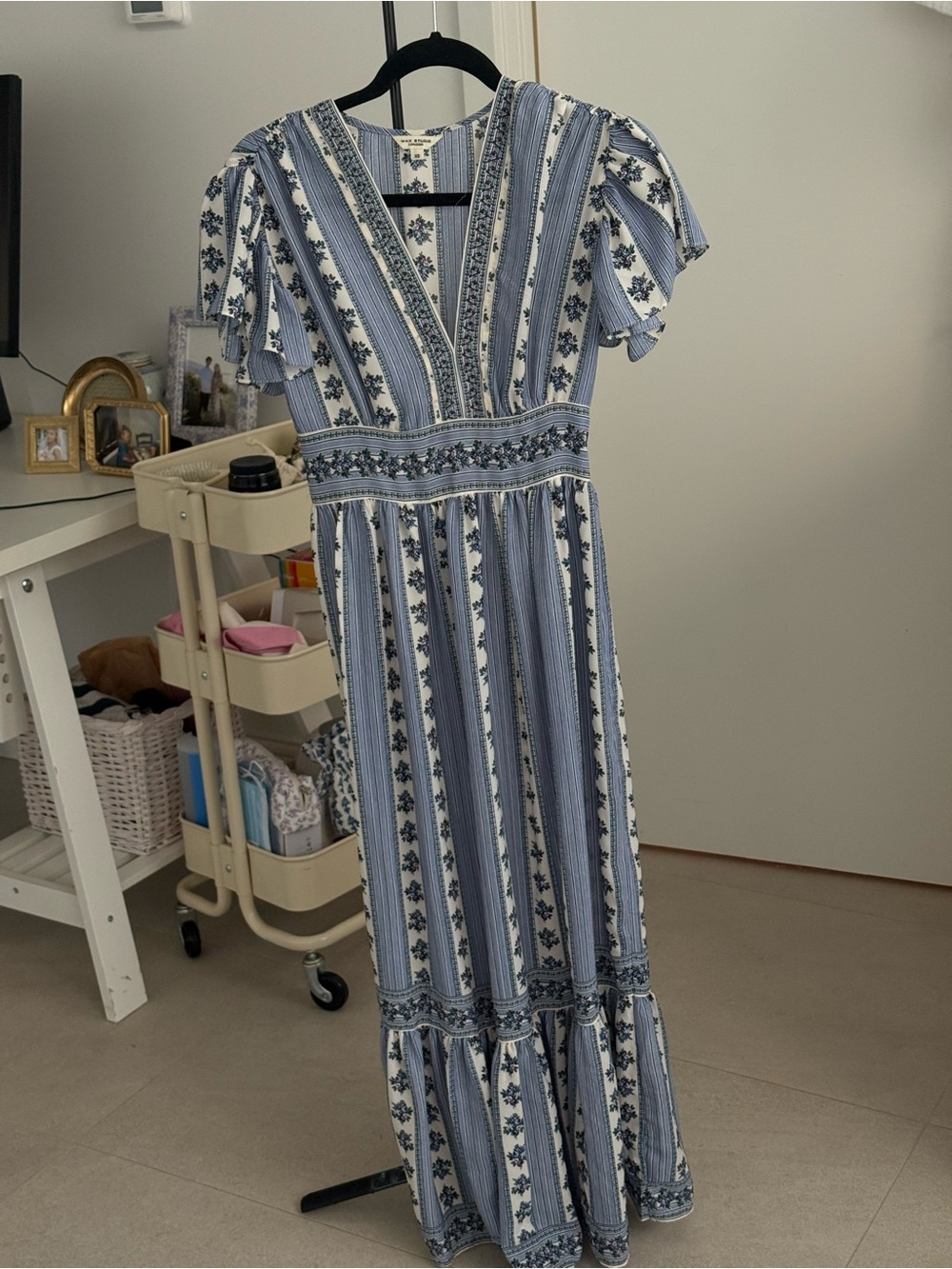 Blue Floral Maxi Dress Size XS